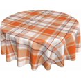 thumbnail image 1 of Nappe Ronde à Carreaux d'Automne 60 Pouces Orange Brûlé à Carreaux Buffalo Nappe d'Automne Récolte Action de Grâce Fêtes Couvre-Table Polyester Nappes Intérieures Extérieures pour Cuisine Salle à Manger Fête, 1 of 7