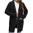 thumbnail image 2 of WFJCJPAF Clearance! Pullover Sweaters for Women Hooded,Women's Fashion Solid Color Knitting Long Sleeve Pockets Cardigan Sweater Coat Tops - Black M, 2 of 5