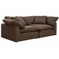 thumbnail image 3 of Sunset Trading Contemporary Puff Collection 2PC Slipcovered Modular Sectional Sofa, Performance Fabric Washable Water-Resistant Stain-Proof, 88" Deep-Seating Down-Filled Couch, Brown, 3 of 6