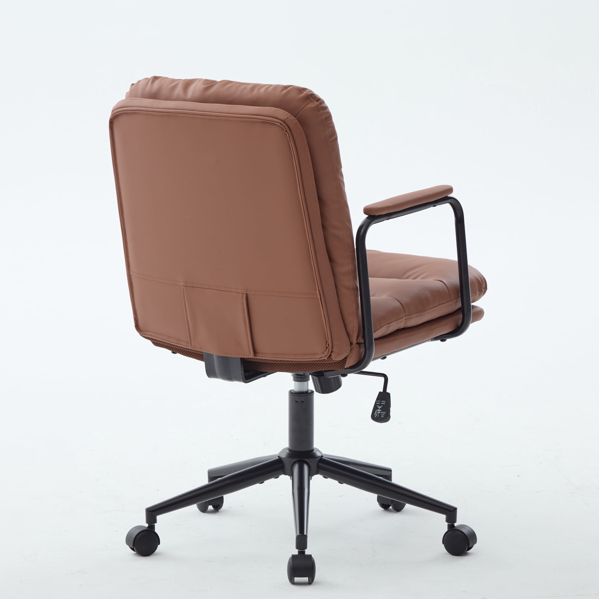 Office Chair, Mid Back Home Office Desk Task Chair with Wheels and Arms Ergonomic PU Leather Computer Rolling Swivel Chair with Padded Armrest, The Back of the Chair can Recline 40°