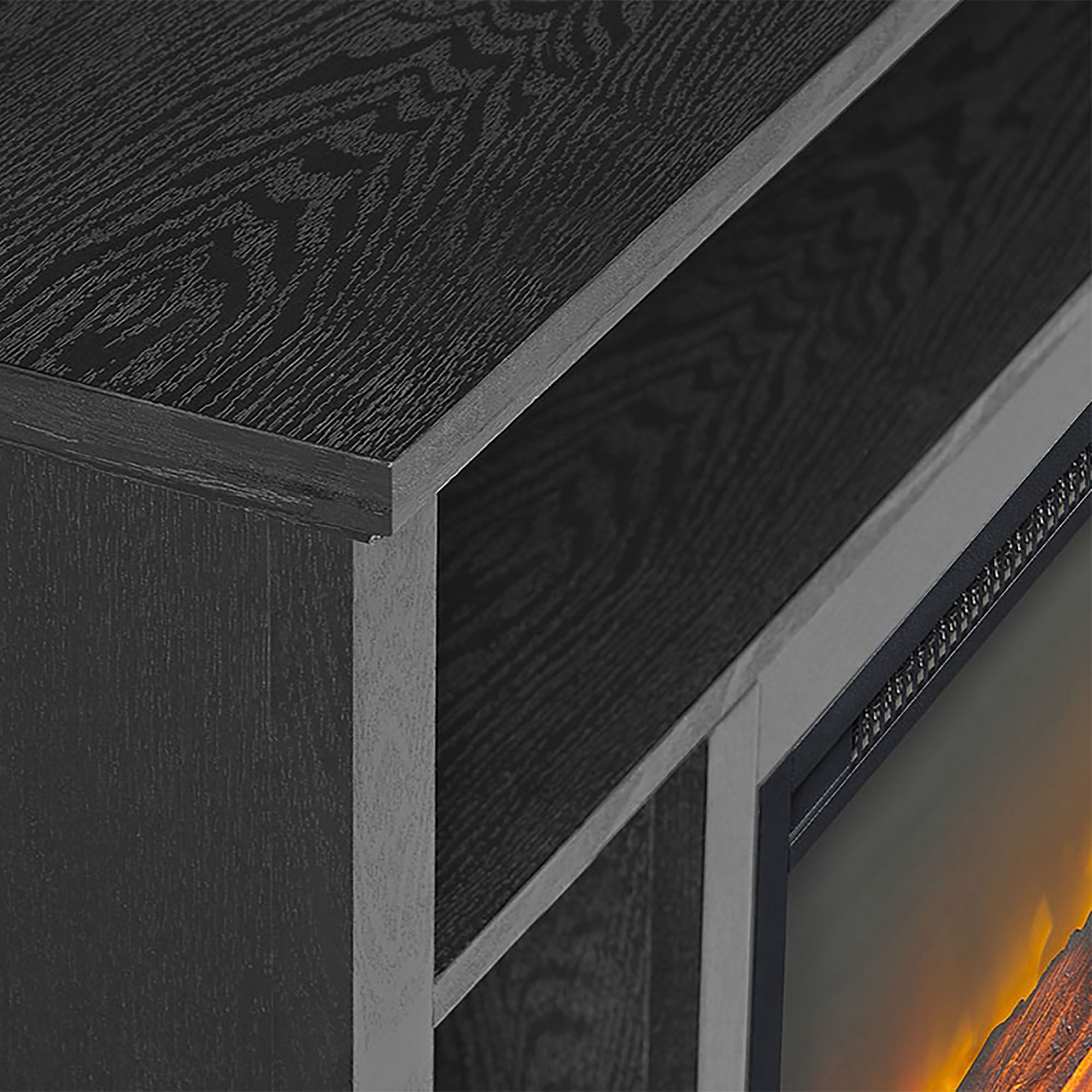 Walker Edison Tall Corner Fireplace TV Stand for TVs up to 50", Black