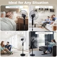 thumbnail image 5 of Aottop 16" Pedestal Standing Fan LED Display Thermometer Remote Control 3 Speeds 3 Wind Modes 8H Timer for Home Office, 5 of 7