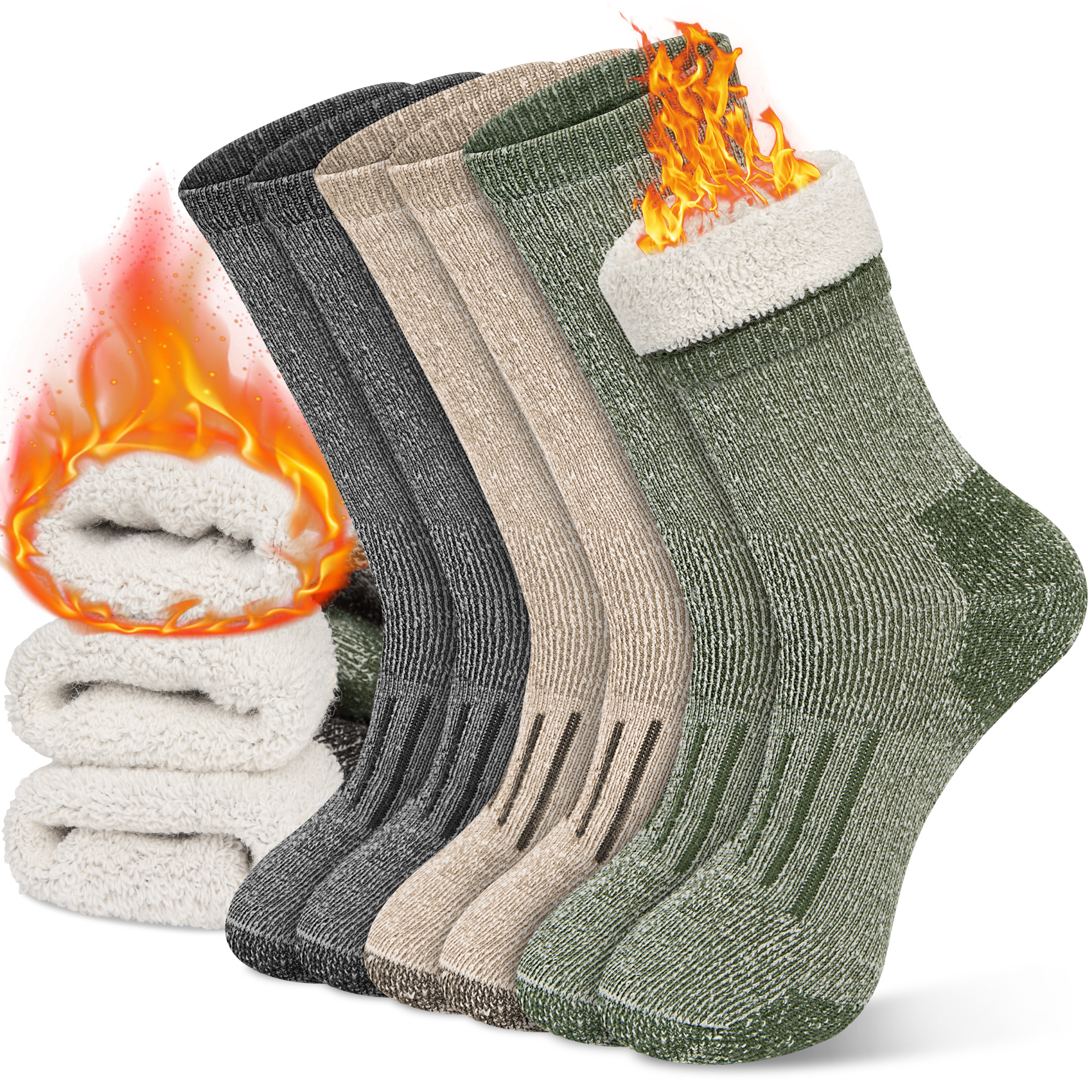 KOITHOT 3 Pack Merino Wool Socks for Men & Women, Thermal Boot Warm Hiking Socks