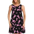 thumbnail image 1 of Cauagu Robes d'Été pour Femmes Sensibilisation au Cancer du Sein, Robes Sans Manches Décontractées de Vacances Col Rond avec 2 Poches, 1 of 7
