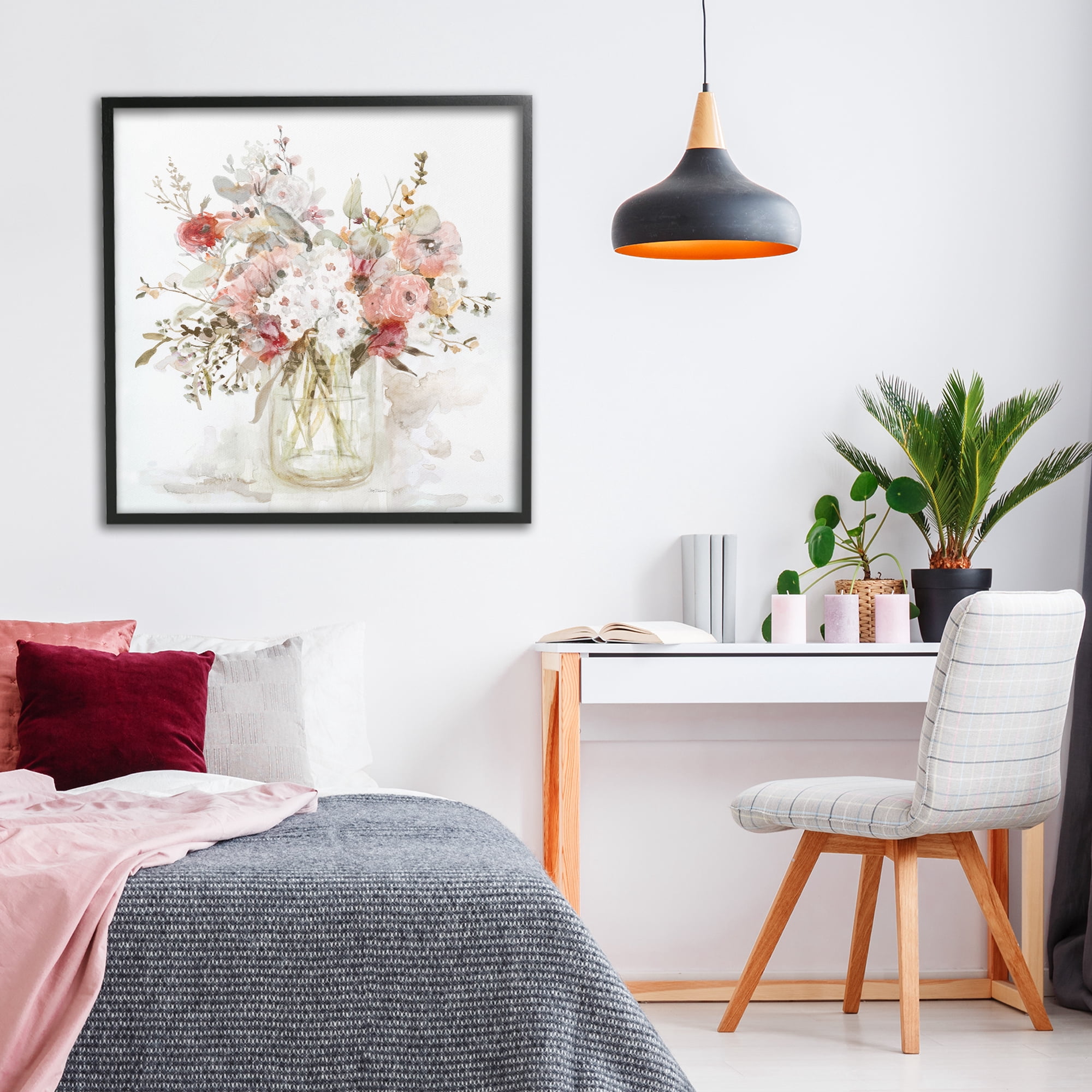 Stupell Industries Soft Blush Botanical Bouquet Black Framed Giclee Art, design by Carol Robinson