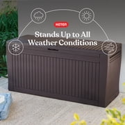 Keter Comfy 71 Gallon Durable Resin Outdoor Deck Box Storage Organization, Espresso Brown