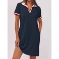 thumbnail image 2 of Po-Lo Dresses for Women Short Sleeve Tennis Golf Dress V Neck Summer Casual Dress with Pocket Black L, 2 of 6