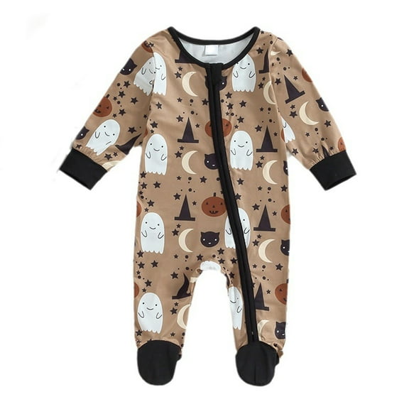 XYIJANI Baby Girl Pajamas 0-3 Months Newborn Baby Girl Romper Long Sleeve Pumpkin Print Zipper Hoodie Outside Bodysuit Romper Jumpsuit Clothes 9 Month Baby Boy Clothes (A,60)
