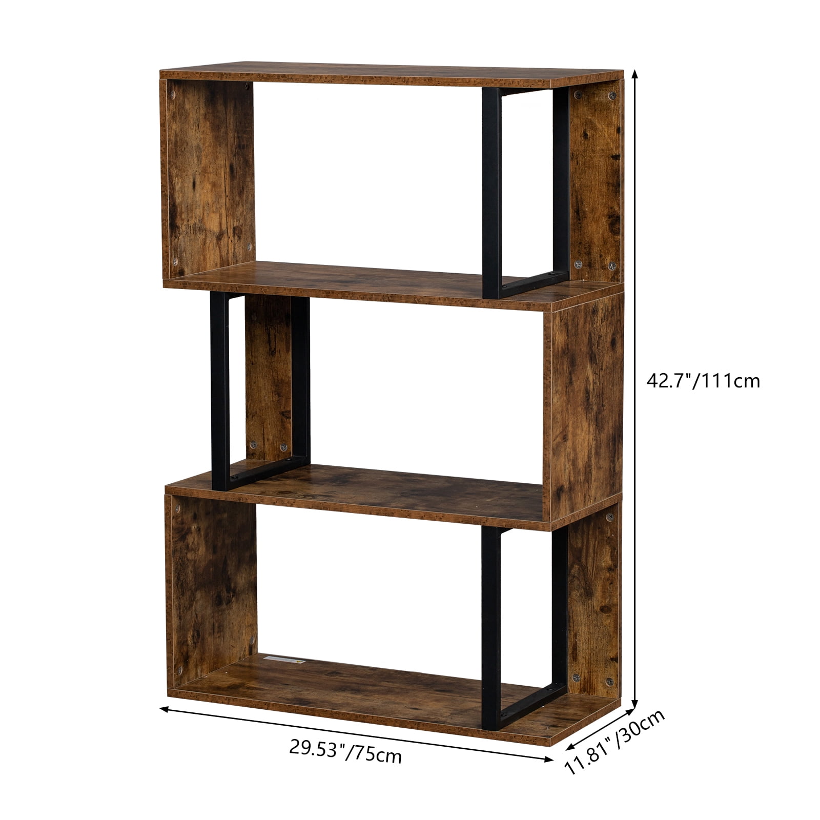 Kepooman Storage Cabinet Multifunctional Industrial S-Shaped Z-Shelf Bookshelves with 3 Storage Cabinet for Bedroom, Living Room, Study, Balcony, Rustic Brown Cabinet Organizers and Storage Kepooman Storage Cabinet Multifunctional Industrial S-Shaped Z-Shelf Bookshelves with 3 Storage Cabinet for Bedroom, Living Room, Study, Balcony, Rustic Brown Cabinet Organizers and Storage