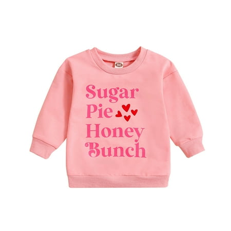 

Fshinging Toddler Sweatshirt Baby Girl Valentines Day Oversized Crewneck Pullover Bubble Onesie Tops