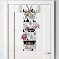 thumbnail image 2 of Abstract Hanging Pocket Organizer, Modern Design of Striped and Dotted Triangles on a Plain Background, Printed Polyester Storage Bag with Pockets, 9" x 27", Charcoal Grey and White, 2 of 2