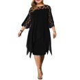 thumbnail image 1 of Robe Midi Grande Taille pour Femmes, Décontractée, Cocktail, Été Automne, 1 of 5