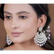 THE DIVINE FASHION Gold Plated Indian Stunning Pearls Jadau Kundan & Pearl Earrings for Women