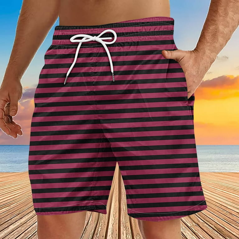 BiZtdJrK Men's Swim Trunks Summer Fashion Stripe Board Shorts