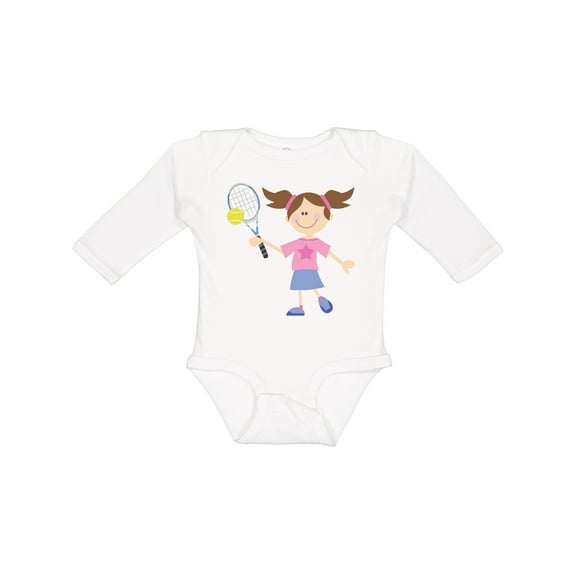 Inktastic Tennis Girl Girls Long Sleeve Baby Bodysuit