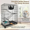 thumbnail image 3 of Homey Pet 51 Inch Cat Cages Indoor, Large 4-Tier Cat Crates for Indoor Cats, Collapsible Metal Wire Cat Enclosures Big Kennel for Adult Cats Kitten  with Hammock, Ladders, 360° Wheels, 3 of 9