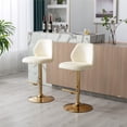 thumbnail image 4 of Swivel Bar Stools Chair Set of 2 Modern Adjustable Counter Height Bar Stools, Velvet Upholstered Stool with Tufted High Back & Ring Pull for Kitchen , Chrome Golden Base,Cream, 4 of 9