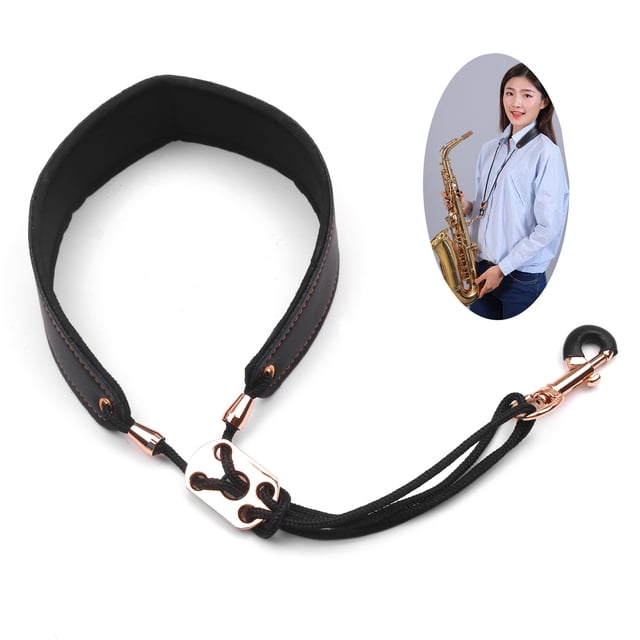 Adjustable Saxophone Neck Strap Leather Sax Strap Metal Hook for Tenor/ Soprano/ Alto Saxophones Clarinet