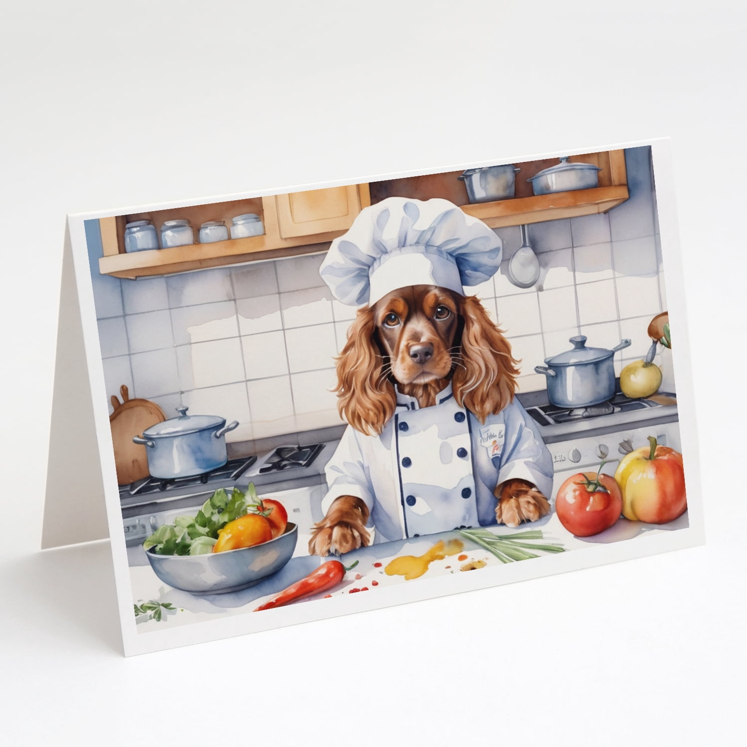 Chinese Crested The Chef Greeting Cards Pack of 8 7 in x 5 in