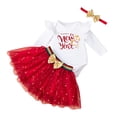 thumbnail image 3 of CAIVO Kids Outfit Sets Baby Girl's Year Party Dress Long Sleeve Romper With Skirt And Hair For Holiday Celebration Relaxed Fit Clothing Sets, 3 of 9