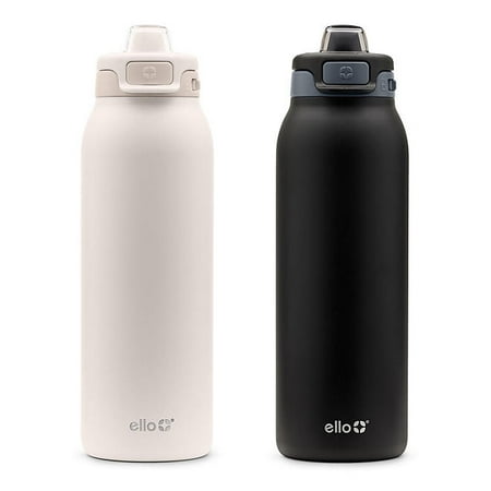 Ello 464-3202-202 Pop & Fill 32Oz. 2 Pk Stainless Steel Water Bottle W/QuickFill Technology  Dunes/Charcoal