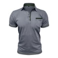 thumbnail image 3 of BRGZLK Men's Solid Color Short Sleeved Casual Classic Polo Shirts Basic Golf Button T-Shirt Tops with Pocket, 3 of 7