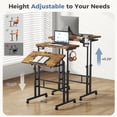 thumbnail image 3 of Mobile Height Adjustable Laptop Desk Featuring Hanging Cup Holder & Tilted Top, Lockable Wheels, Compact Rolling Desk Perfect for Home Office & Treadmill Work, 3 of 9