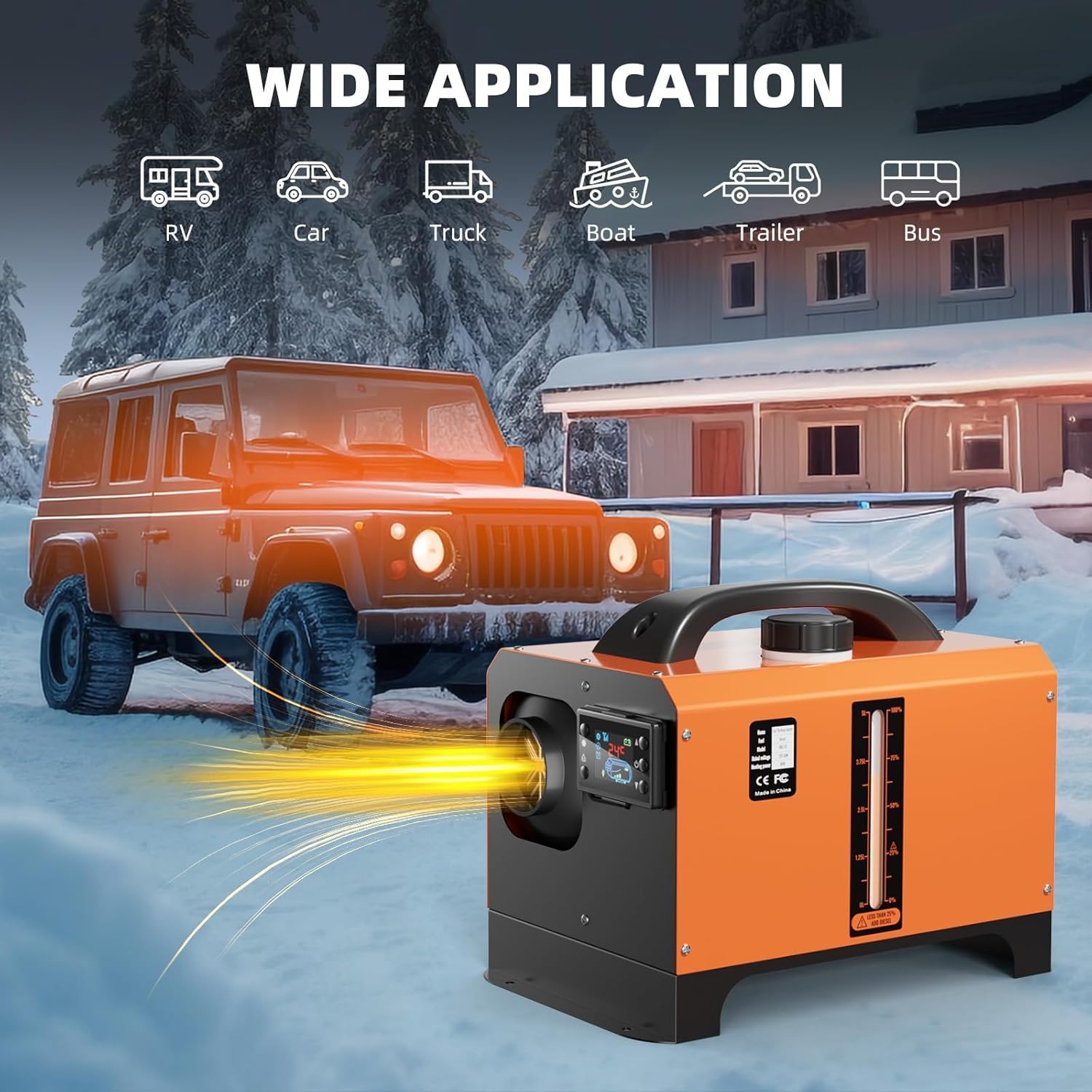 Diesel Heater 12V 8kw, All in One Portable Diesel Heater with 5L Fuel Tank, Remote Control & LCD Monitor, Fast Heating Parking Heater for Car RV Truck Tent Garage Camper