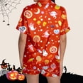 thumbnail image 6 of CONZONE Halloween Womens Pajamas Set Printed Short Sleeve Button Down Tops and Shorts Hallowmas Sleepwear Cozy 2 Piece Pjs Set for Women, 6 of 7