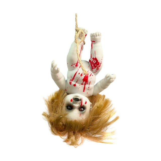 Lipstore Poupée Bébé d'Halloween Suspendue Poupée Hantée pour l'Extérieur Maison Hantée Fille d'Halloween Petite