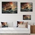 thumbnail image 4 of Designart "Unleashed Storm Fury in Orange III" Nautical & Beach Print on Natural Pine Wood, 4 of 5