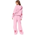 thumbnail image 2 of Bow Sweatpants Set for Women Bow Hoodie and Sweatpants Set for Women Womens Sweatsuits 2 Piece Set Comfort Bow Hoodie Wide Leg Sweatpants Set Athleisure Sweatset Cute Matching Sweat Sets, Pink-XL, 2 of 6