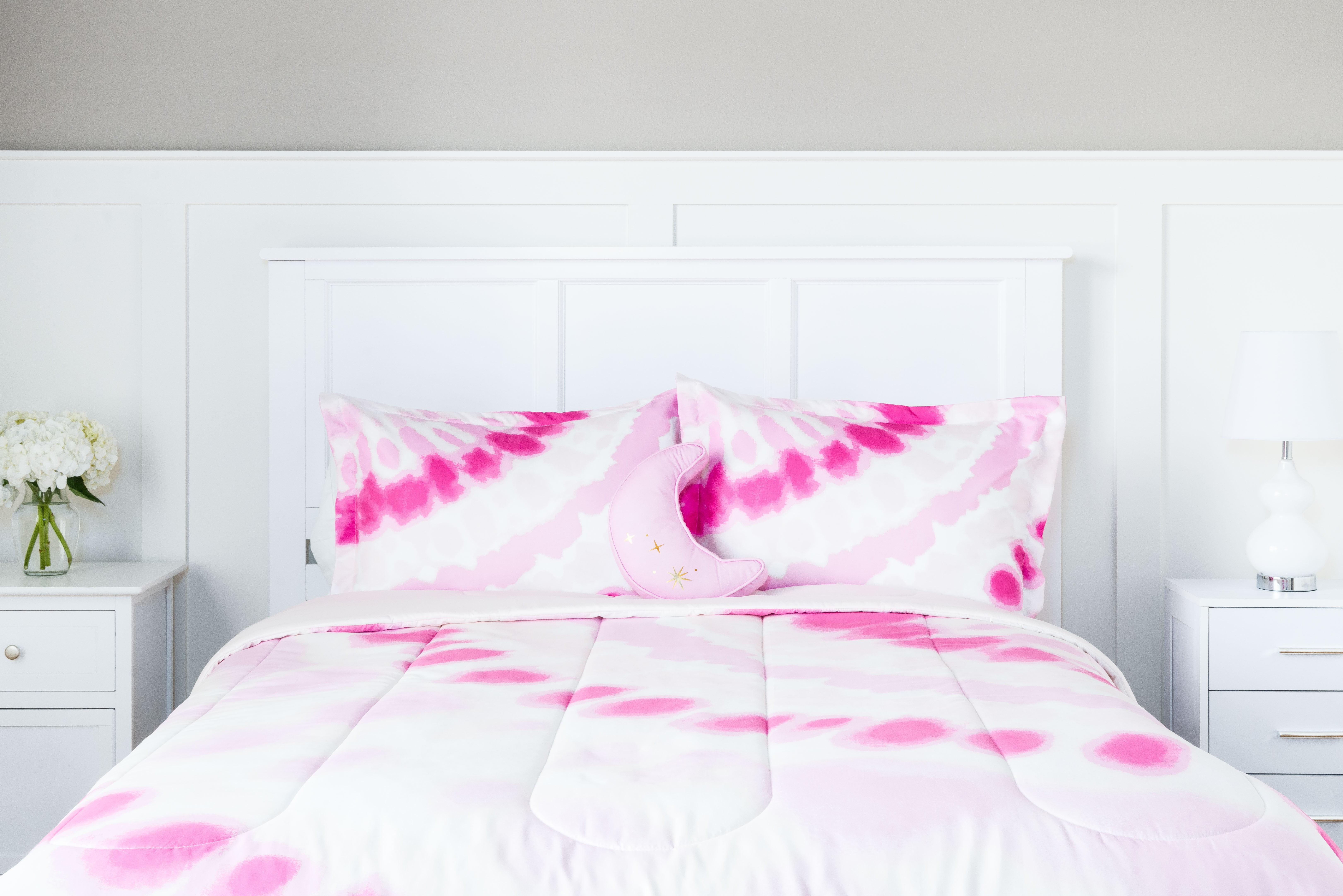 Justice Tie Dye Galaxy Reversible 4 Piece Queen Comforter Set with Decorative Pillow Microfiber Pink Walmart