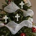 thumbnail image 4 of JVBTVB White Glitter Irregular Shaped Christmas Tree Ornament, Elegant Hanging Decoration with Sparkle, Butterfly Bow Cross Designs, 4 of 6