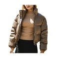 thumbnail image 3 of Seyurigaoka Women Juniors Long Sleeve Stand Collar Solid Color Cropped Puffer Jackets, 3 of 9