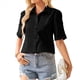thumbnail image 1 of Camisas de Vestir para Mujer, con Botones y Mangas 3/4, Estilo Informal de Negocios, con Cuello Oxford, Color Negro, Talla S, 1 of 10