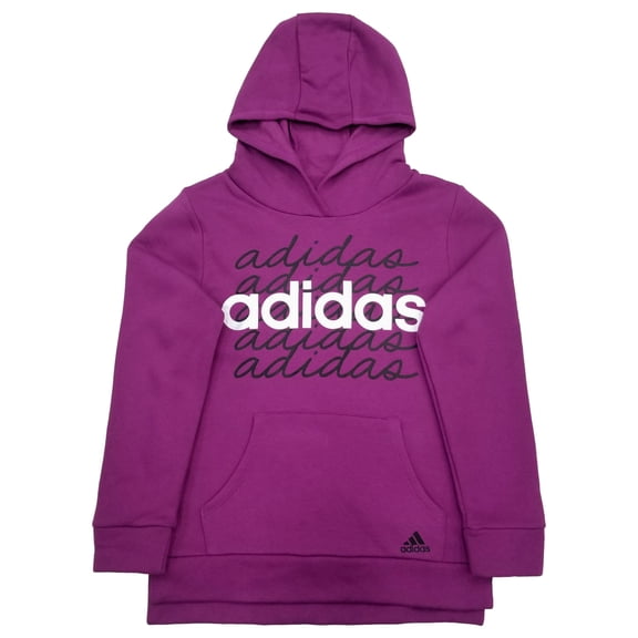 Adidas Girls Berry Purple Silver Athletic Hoodie Sweatshirt Sweat Shirt L (14)