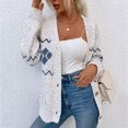 thumbnail image 6 of VISALY Long Cardigans Button Down Cardigans Women’S Front Cardigan Striped Batwing Sleeve Long Knit Cardigan Casual Sweater with Pockets Chunky Cardigan Sweaters Soft Cardigans Beige L, 6 of 9