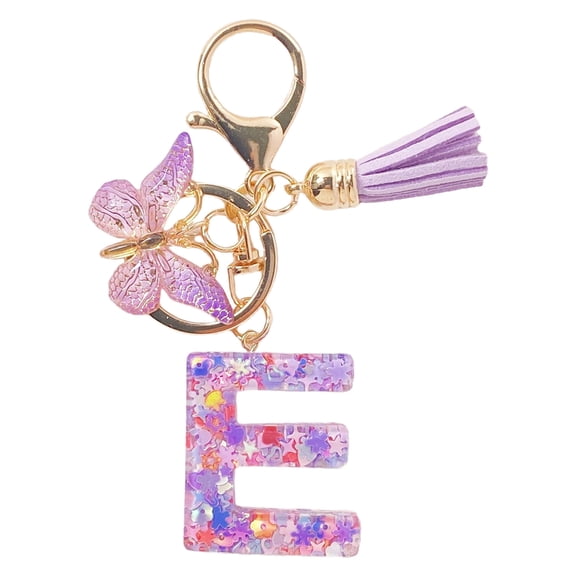 TACILIP Womens Gifts, Initial Letter Keychains For Women Tassel Purple Cute Car Keychain For Wallet Backpack Bag, Home Decor, 1PC