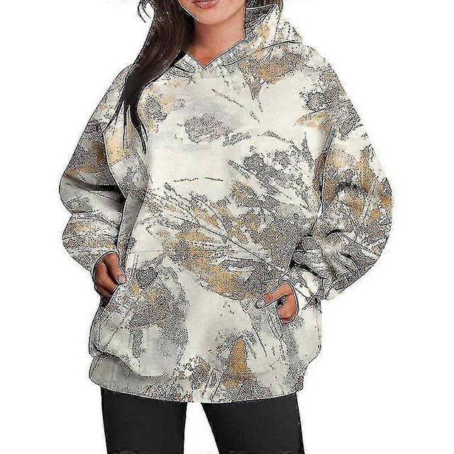 Women Camo Hoodie Print Oversized Fleece Sweatshirt Casual Pullover With Pockets