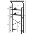 thumbnail image 3 of Over The Toilet Storage, 2-Tier Bathroom Organizer Shelves with Hooks, Multifunctional Vertical The Toilet Shelf Storage Rack for Bathroom, Black, 3 of 13