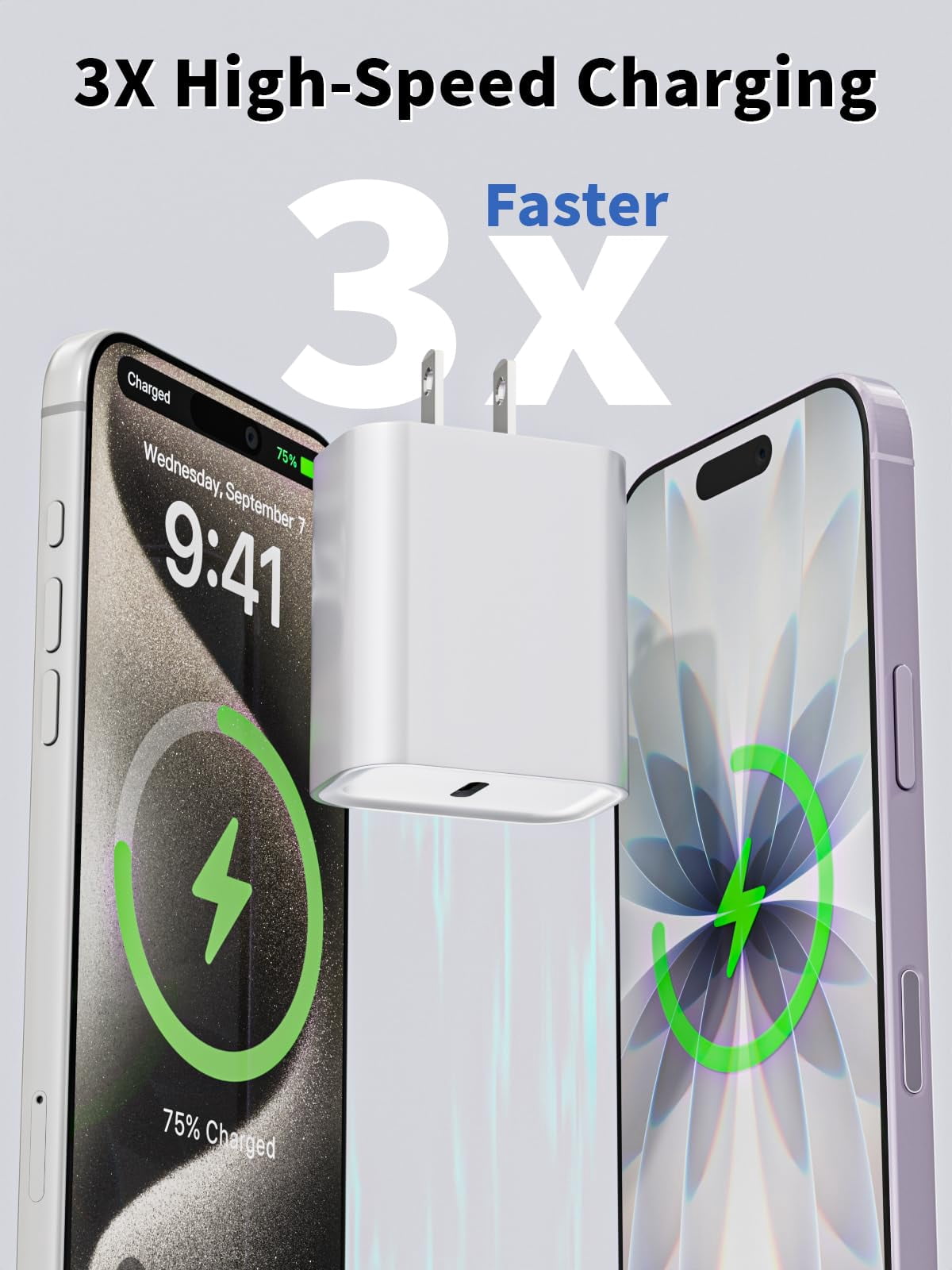 LujingZ 20W USB - C Fast Charger, with 6ft Woven USB - C Cord, Compatible for iPhone 17/16/15 Pro Max, iPhone Air, iPad Pro/Air/Mini