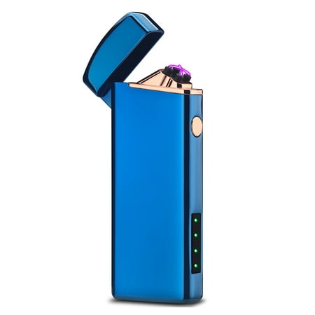 Fluid Metal Lighter - Metal USB Rechargeable Electric Lighter Windproof Flameless Dual Arc Electronic Cigarette Lighters