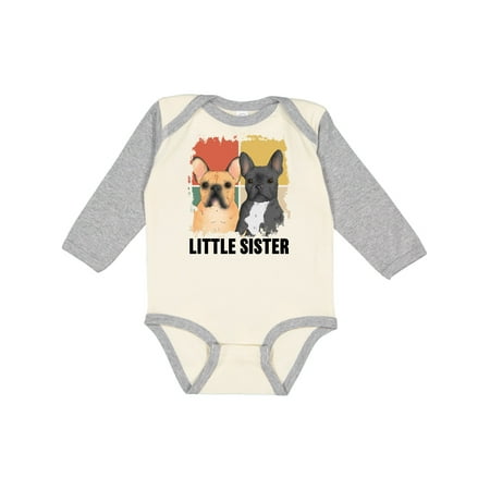 

Inktastic Little Sister Cute French Bulldogs Gift Baby Boy or Baby Girl Long Sleeve Bodysuit