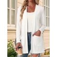 thumbnail image 4 of Cardigan Sweaters for Women Casual Open Front Long Sleeve Knit Coat with Pockets Trendy White L, 4 of 9