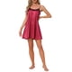 thumbnail image 2 of Noche de inspiración para mujeres, camisón de lencería con encaje, vestido de dormir de satén sedoso, babydoll, cami, pijama corto 2XL rojo, 2 of 6