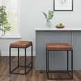 thumbnail image 1 of VIFAH V813 Riley Indoor Brown Metal Faux Leather Bar Stools (Set of 2), 1 of 4