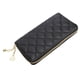 thumbnail image 5 of Cartera larga con cremallera para mujer Cartera de piel sintética con estampado de diamantes para mujer Negro, 5 of 10