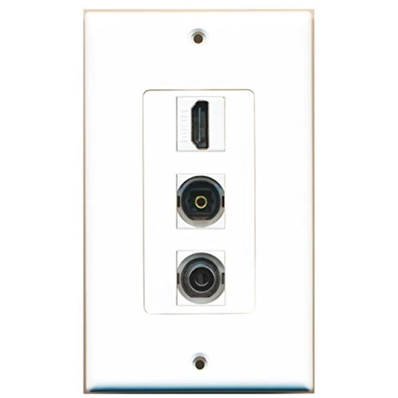 RiteAV - 1 Port HDMI and 1 Port Toslink and 1 Port 3.5mm Decorative Wall Plate Decorative