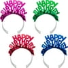 Way to Celebrate Happy Birthday Multicolor Foil Tiaras with Fringe, 4 Count
